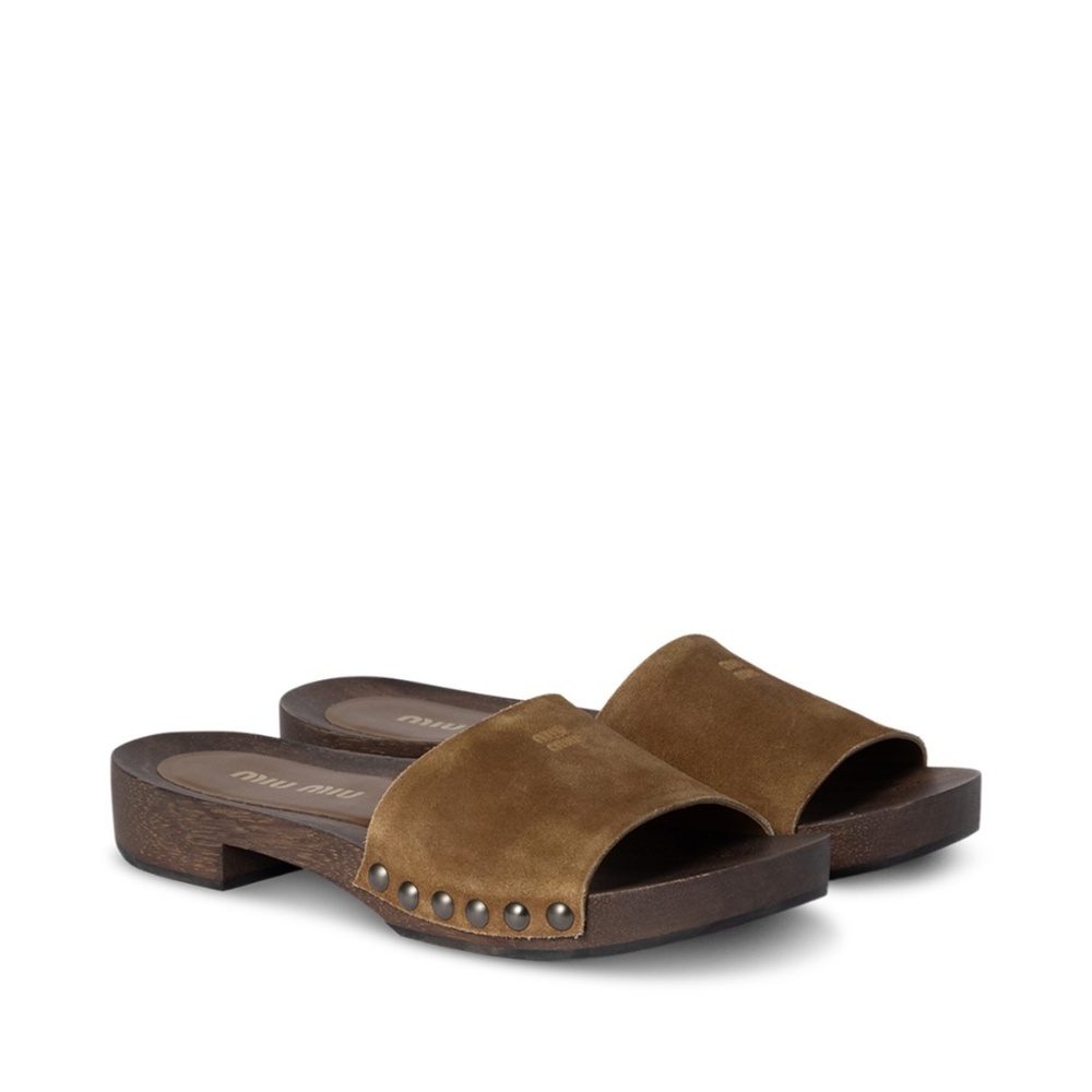 Chic Miu Miu Donna suede sandal slide size 7